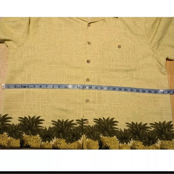 Joe Marlin short sleeve pineapple Hawaiian yellow green men shirt sz XL - Picture 7 of 8